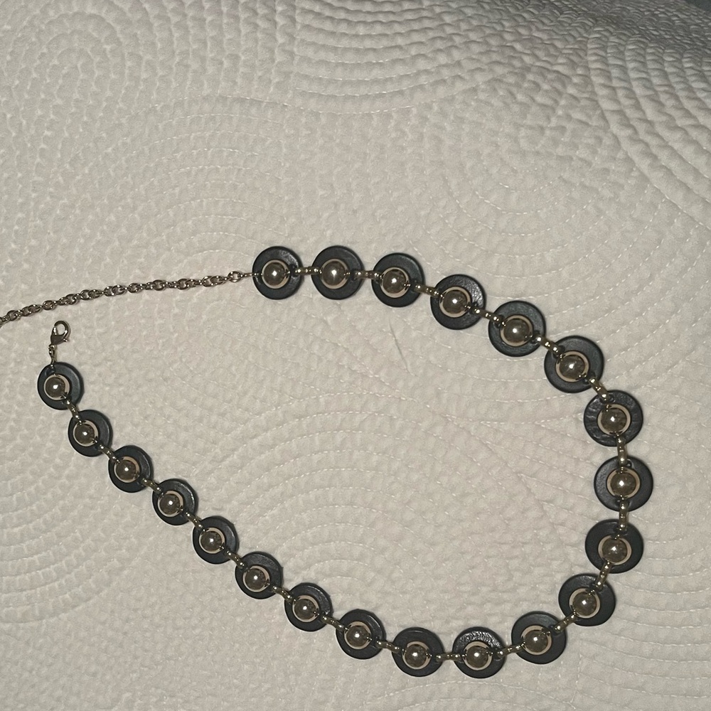 Sandro leather & metal chain clasp belt